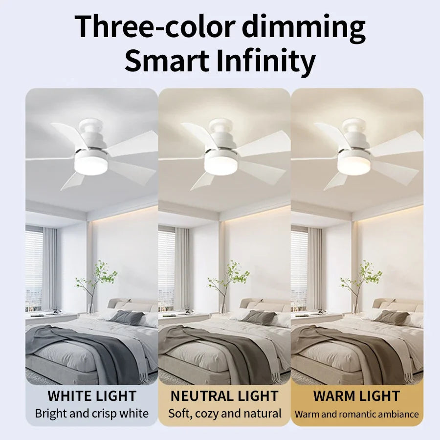 E27 Ceiling Fan Light with Remote Control AC85-265V 40W 3-Color Dimmable 3-Speed Timmer Indoor Fan Light for Bedroom Living Room Oasis Select