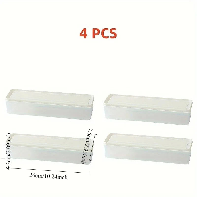 4 Pcs Long Rectangular Food Storage Containers Plastic Reusable Refrigerator Organizer Boxes Kitchen Accessories Oasis Select