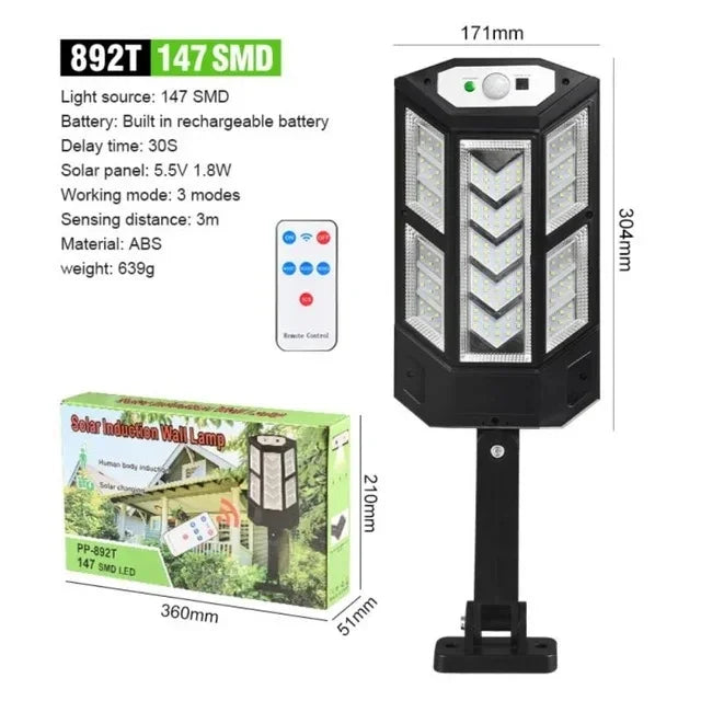 20000LM Powerful Outdoor Solar Lamp 3 modes Motion Sensor External Solar Lamp IPX65 Sunlight Yard Street Solar Outdoor Lighting Oasis Select Style A Big