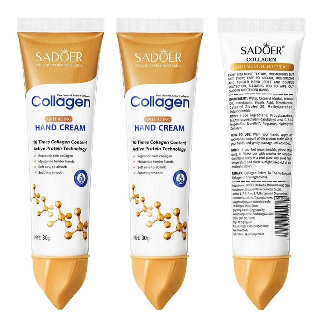 3pcs Sakura/Collagen Hand Cream Hydrating Moisturizing Cherry Blossom Essential Oil Deep Repairing Smoothing Hand Care Cream Oasis Select 3PCS 01