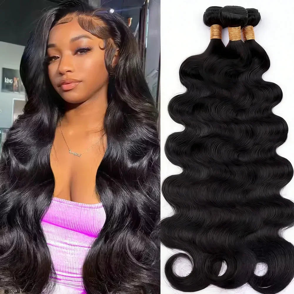 42 Inch Body Wave Human Hair Bundles Natural Black Brazilian Virgin Hair Weave 12A Unprocessed Real Human Hair Extensions Full T Oasis Select Natural Color 10inches Remy Hair|United States
