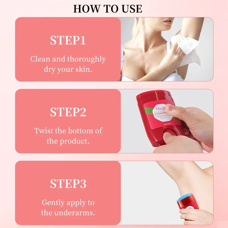 50g Strawberry-Flavored Deodorant Stick, Moisturizing and Deodorizing, with a Fresh Scent, Aluminum-Free, 72-Hour Long-Lasting Fragrance, Suitable for Daily Use on Underarms, Hands, Feet, and Body, with a Fresh Strawberry Sce Oasis Select