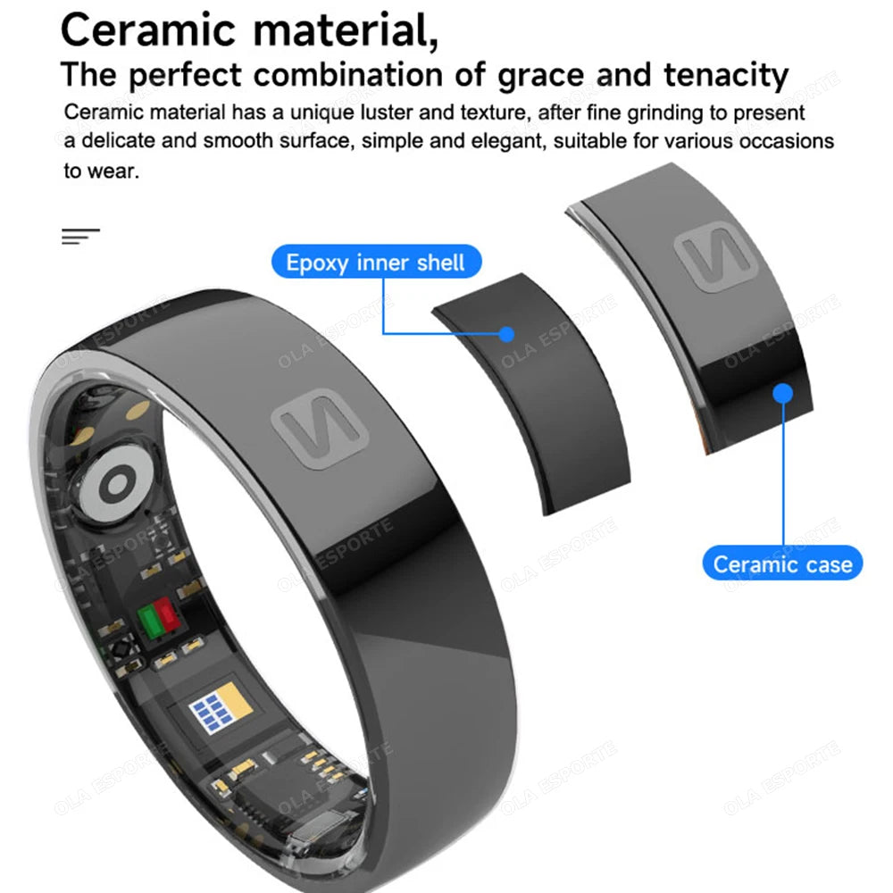 Smart NFC Ceramic Ring – Sleep, Heart Rate & SpO2 Tracker