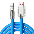 66W Fast Charging Cable 180 Degree Elbow Rotation USB A to USB Type C Cable Zinc Alloy Liquid Silicone Data Cable with Light Oasis Select blue-micro usb 2m