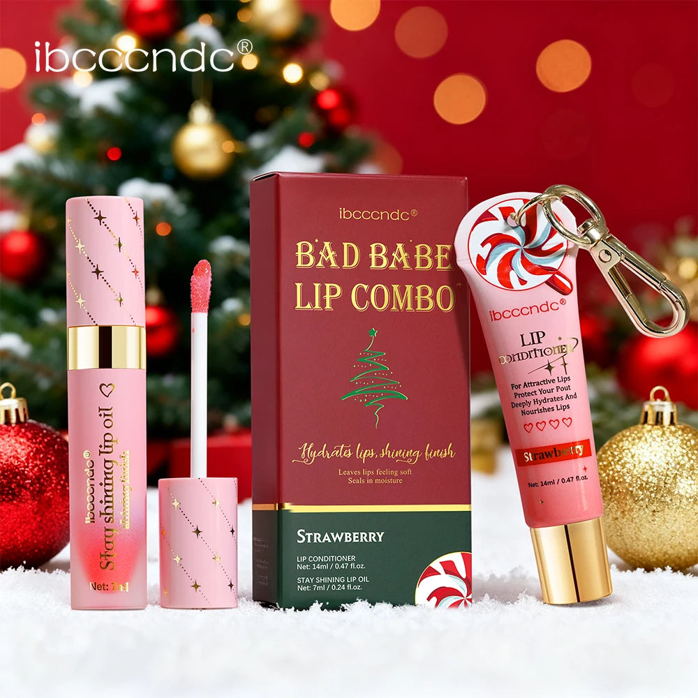Strawberry Lip Gloss & Lip Oil Duo – Hydrating 2pc Gift Set Lip Gloss Set Oasis Select