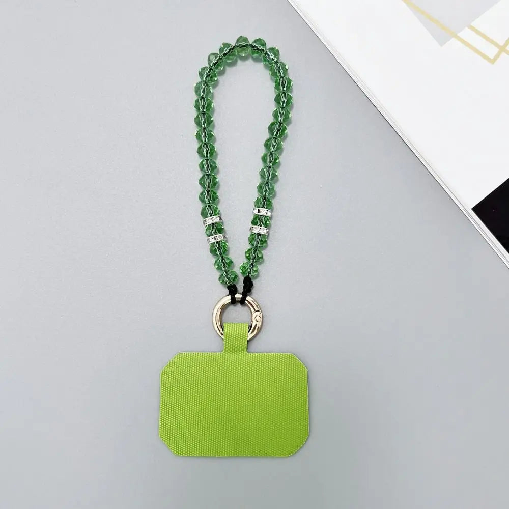 Phone Charms Crystal Beads Crystal Phone Straps Lanyard Hand Wrist Mobile Phone Chain String Luxury Cellphone Strap Key Lanyards Oasis Select green