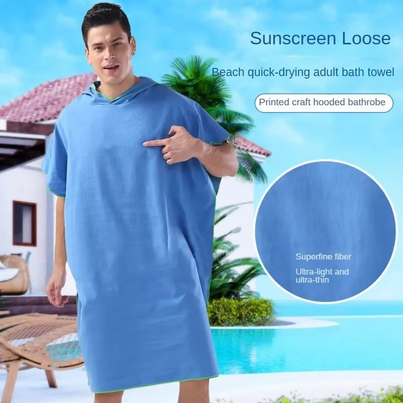 Microfiber Hooded Swim Robe Wearable Towel Bathrobe for Adult Beach Pool Quick Dry Absorbent Wrap with Pocket Oasis Select
