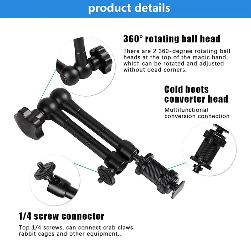 11 Inch Adjustable Friction Articulating Magic Arm + Clamp For Camera LCD Monitor LED Flash Light Studio Camera Accessories Oasis Select