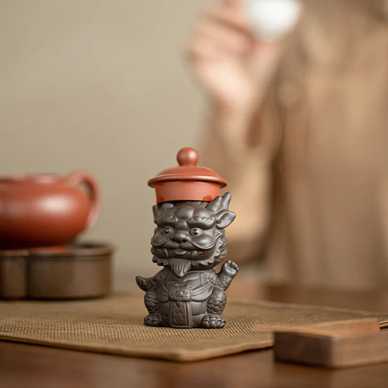 Purple Clay Dragon Tea Pet Ornament Cover Tea Play Tea Table Tea Brewing Play Small Tea Pet Kung Fu Tea Ceremony Accessories Oasis Select