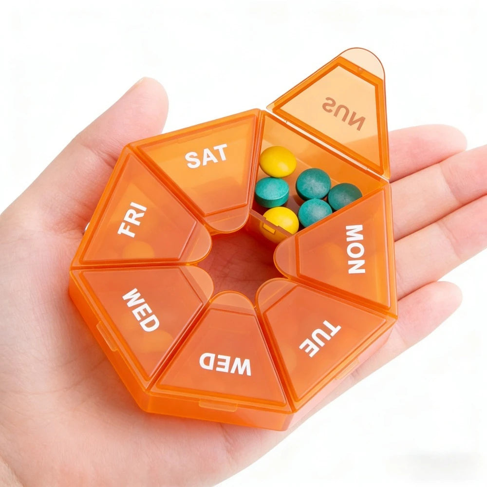 7 Days Pill Storage Box Mini Travel Portable Medicines Dispenser Box Multifunction Plastic Sealer Box Pill Bottle Pill Case Oasis Select