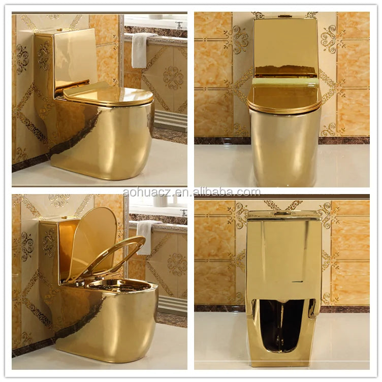 Bathroom Gold Design Wc Toilet Ceramic Set Toilet and Basin Two Piece Gold Toilet Oasis Select