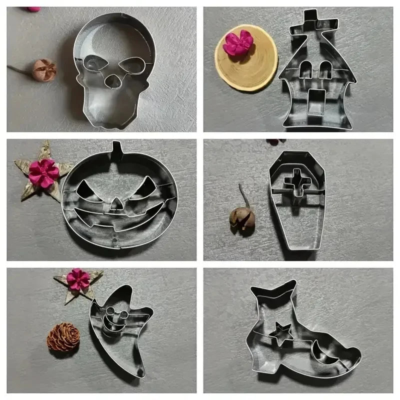 Halloween Sugar Flipping Cookie Mold Stainless Steel Skull Pumpkin Cookie Cutting Cake Mold Baking Utensils Oasis Select