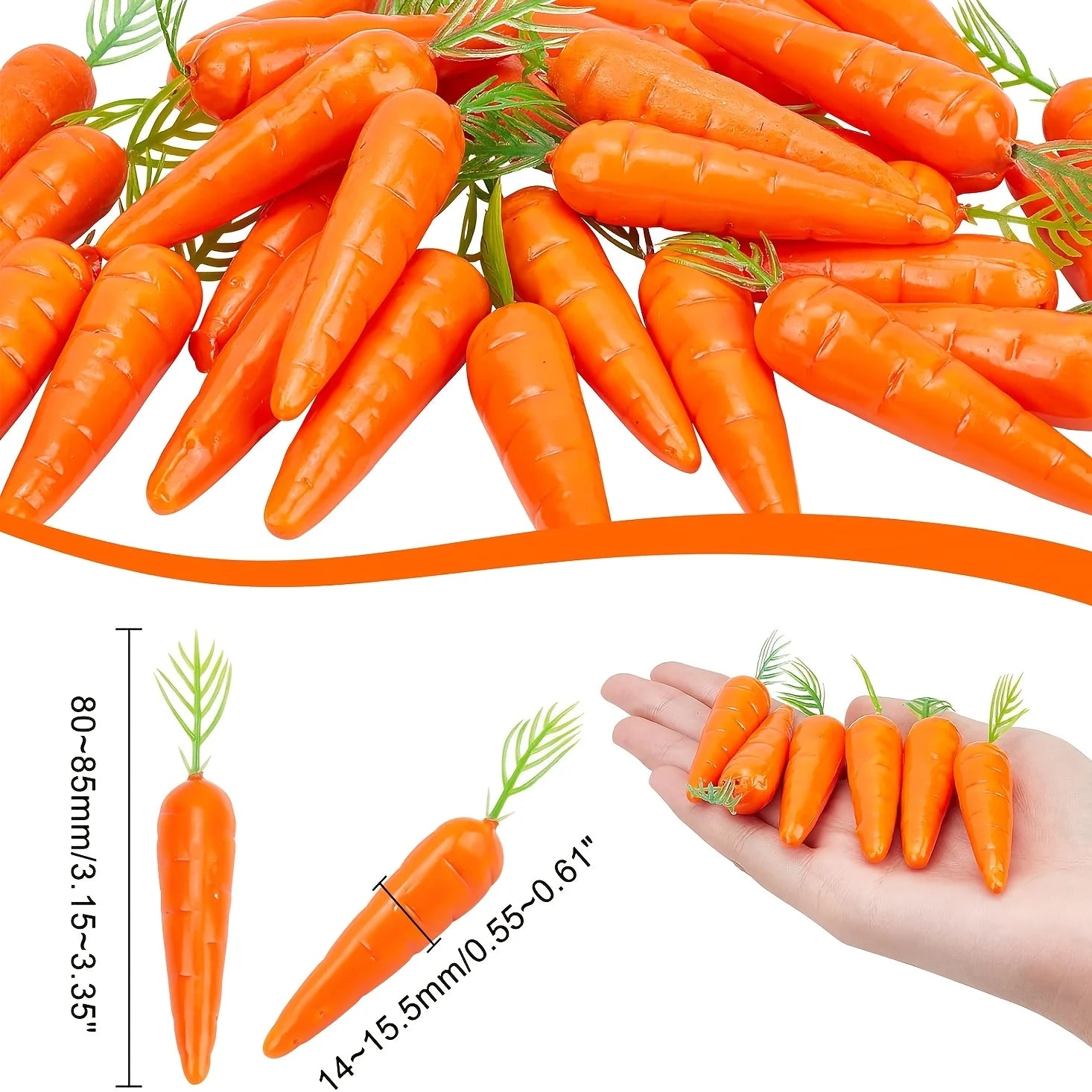 10/30/50 PCS Mini Faux Carrots – Soft-Touch Foam Decor for Fairy Garden, Spring Home & Easter Miniature Scenes Oasis Select