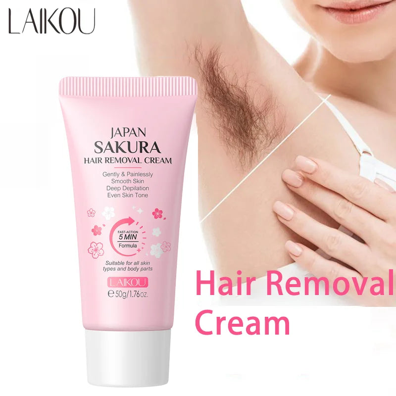 LAIKOU Sakura Hair Removal Cream 50g Gentle Depilatory Cream For Men Women Body Armpit Legs Moisturizing Smooth Skin Hair Remove Oasis Select