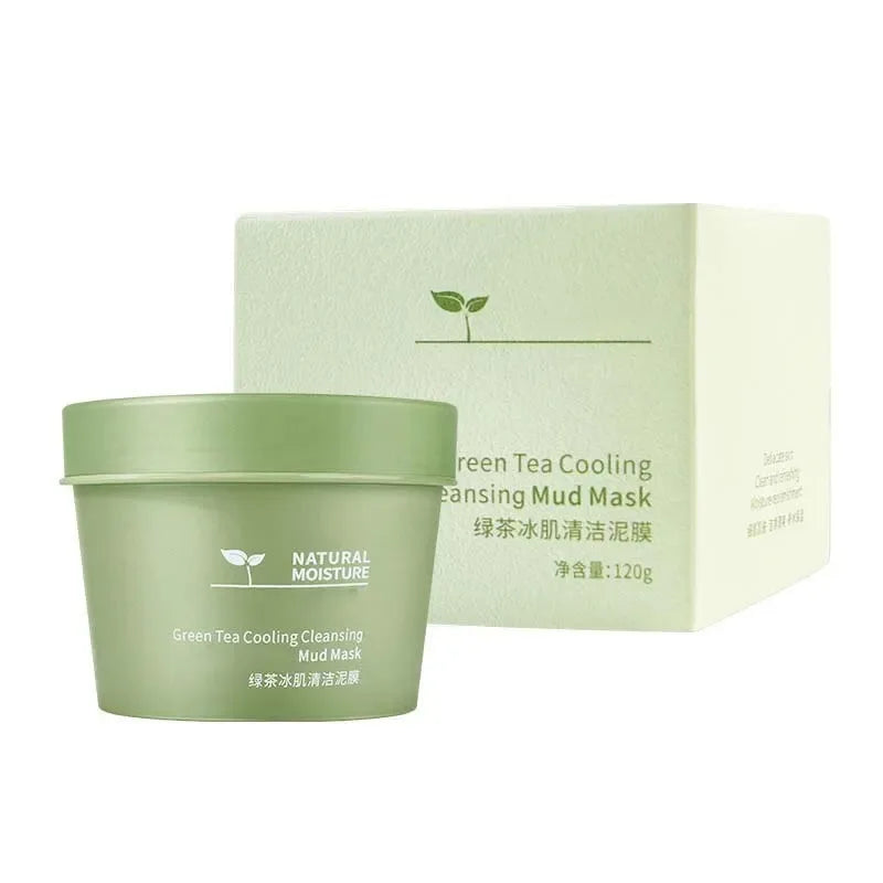Green Tea Ice Mud Mask Cleansing Moisturizing Oil Control Blackhead Removal Cleansing Mud Mask Applicator Mud Mask 1PCS 120g Oasis Select 120g