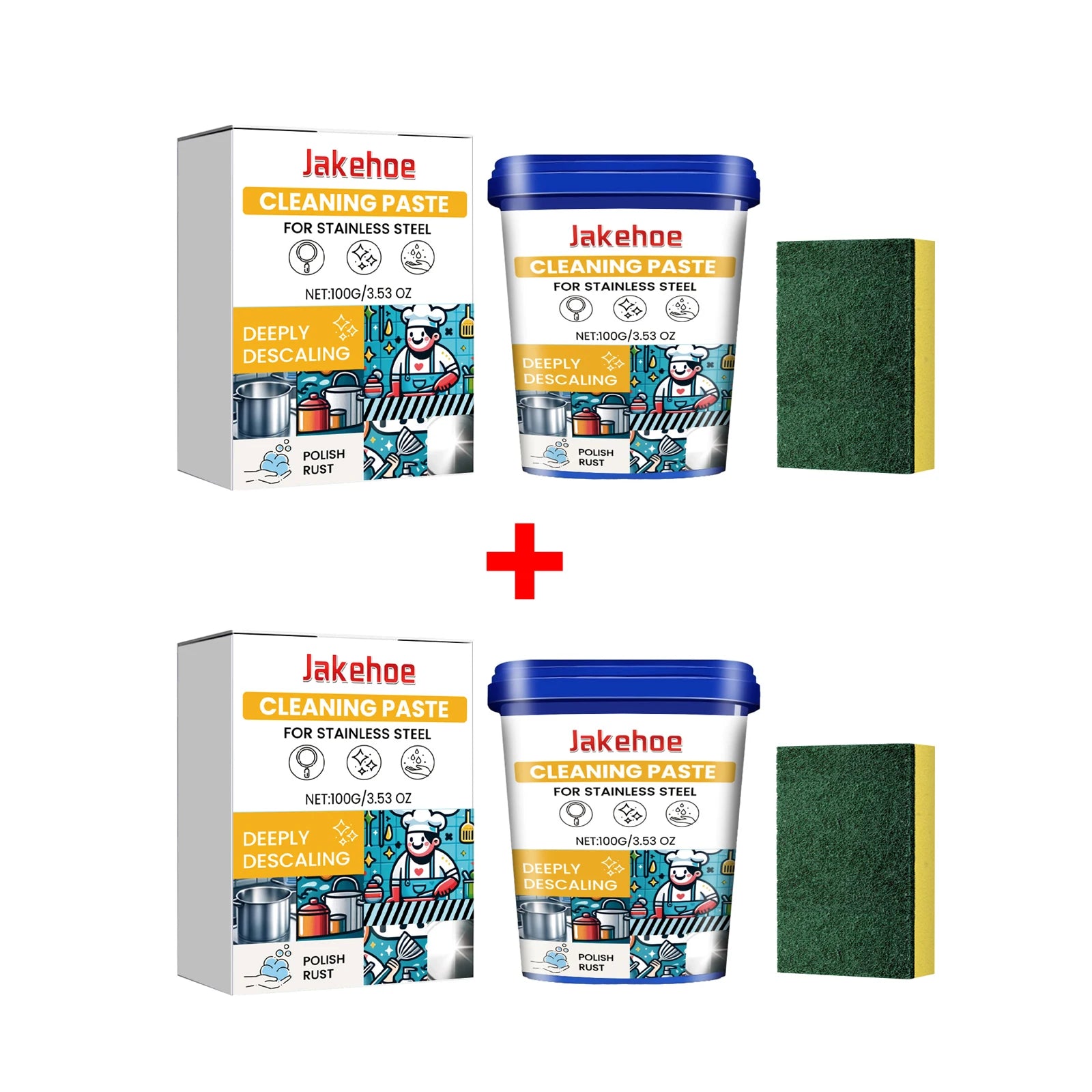Stainless Steel Cleaning Paste Pot Pan Black Dirts Cleaner Oven Rust Remover Oil Descaling Cookware Metal Polish Cleaning Cream Oasis Select 2 X 100g boxed