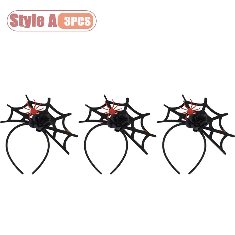 1-10PCS Witch Hat Spider Headband Halloween Party Favor Costume Masquerade Funny Hair Accessory for Women Adult Cosplay Oasis Select Style A-3PCS