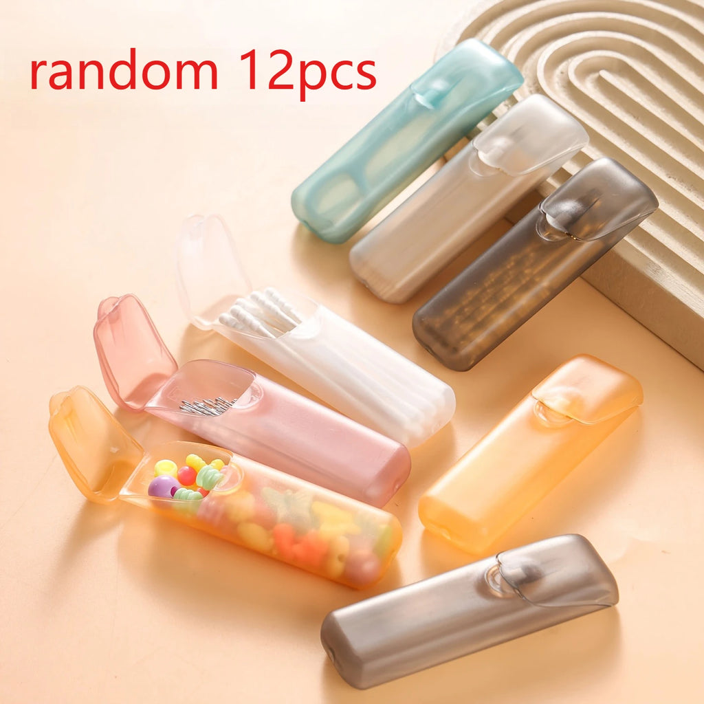 12pcs Portable Toothpick Holder Pill Case Travel Medicine Box Mini Plastic Tube Container for Floss Vitamin Organizer Oasis Select random 12pcs