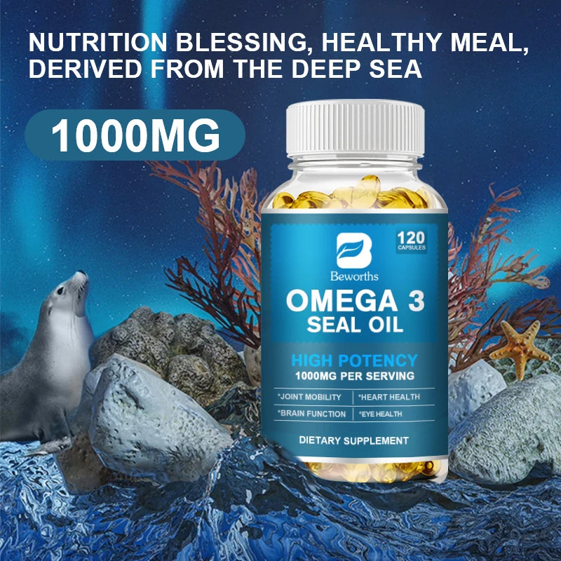 BEWORTHS Seal Oil Capsules Rich in Omega-3, DHA, EPA, DPA Support Immunity, Blood Vessels, and Brain Health Good for Old Men Oasis Select