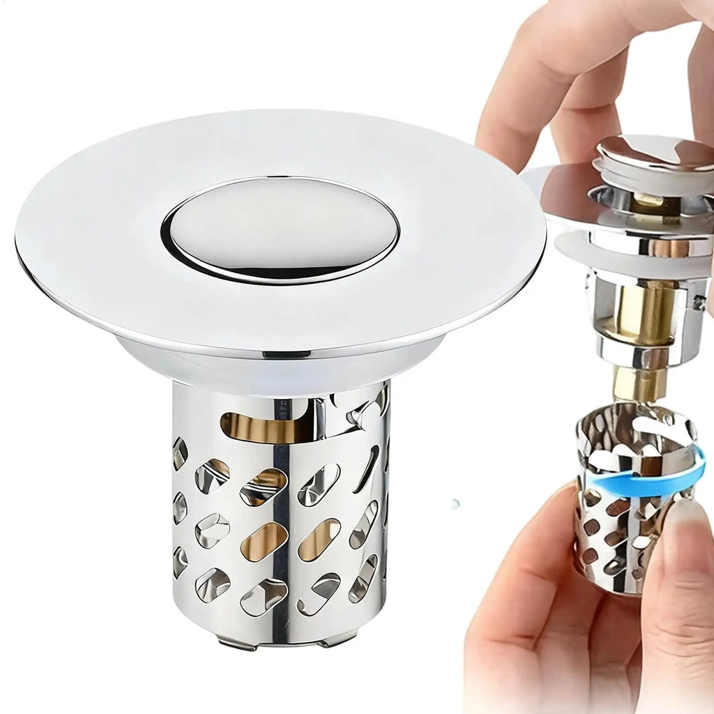 Sink Strainer Rebound Drain Plug Filter Metal Basin Pop-up Sink Filter With Hair Catcher Bathroom Sink Drain Stopper Strainer Oasis Select