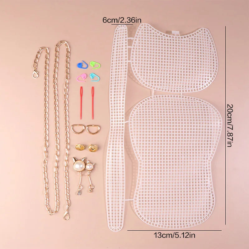 1 Set Auxiliary Knitting Plastic Mesh Kit DIY Craft Bag Knitting Materials Handbag Shoulder Bag Mesh Cover Bag Bag Accessories Oasis Select style05