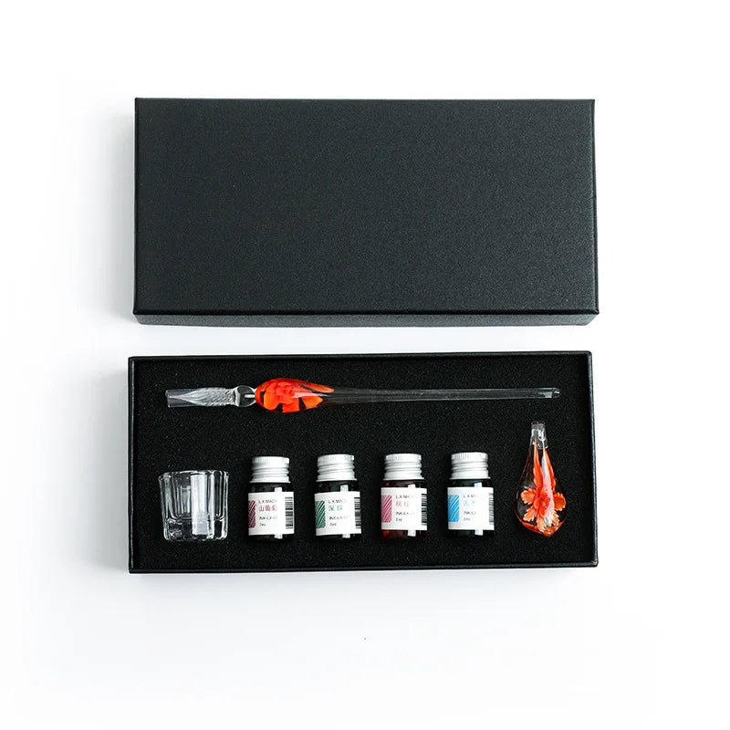 Flower glass dipping pen, student stationery, glass pen, crystal glass pen, birthday gift pen set Oasis Select 11