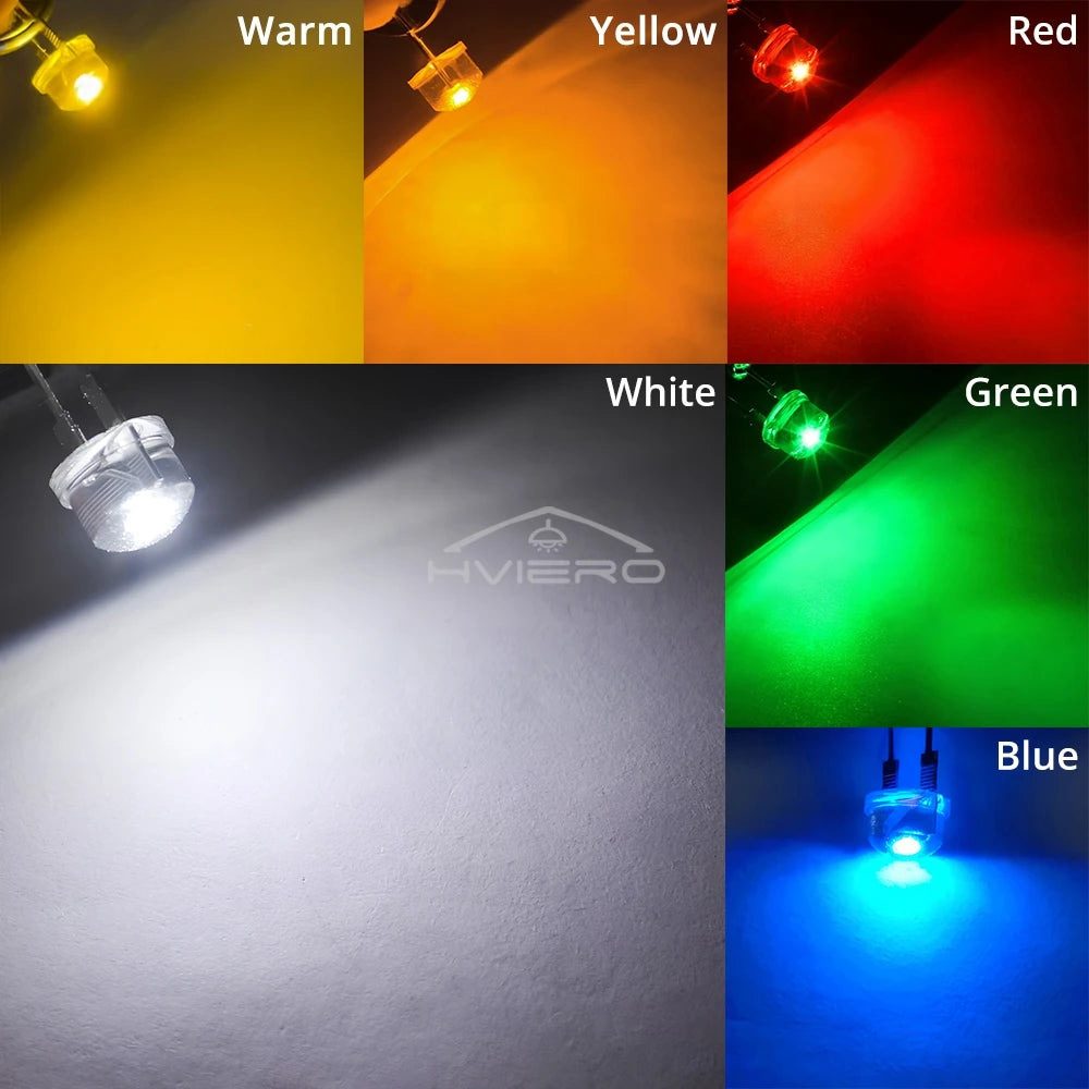 50Pcs 8mm Straw Hat LED Diode Beads – 6 Colors | DIY Lighting