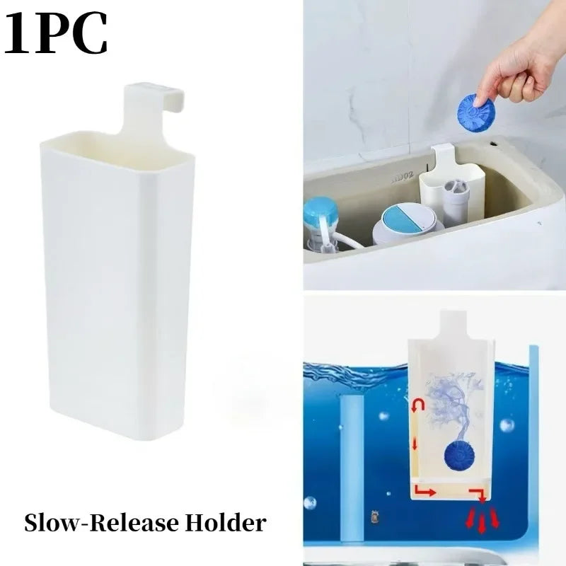Toilet Solid Dispenser - Tank Replacement Part | Plastic - Contemporary Style - No Electricity Needed - Extends Cleaning Time Oasis Select white-1pc