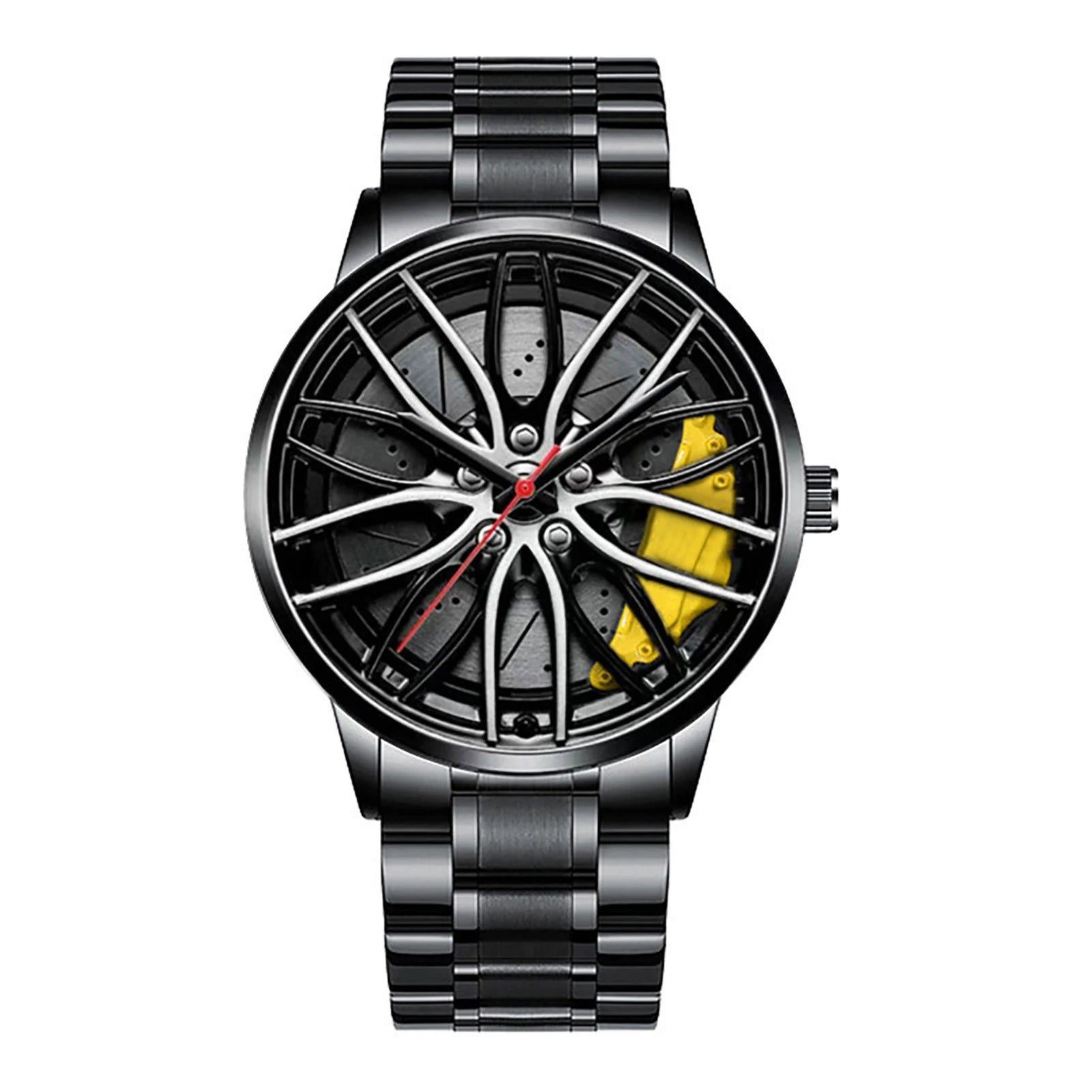 Men's Car Rim Quartz Watch – Leather Strap Round Dial