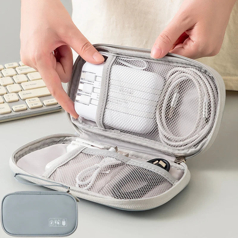Portable Travel Accessories Organizer Pouch for Power Bank Phone Anti Shock Earbuds Case Handheld Small Electronics Storage Bag Oasis Select