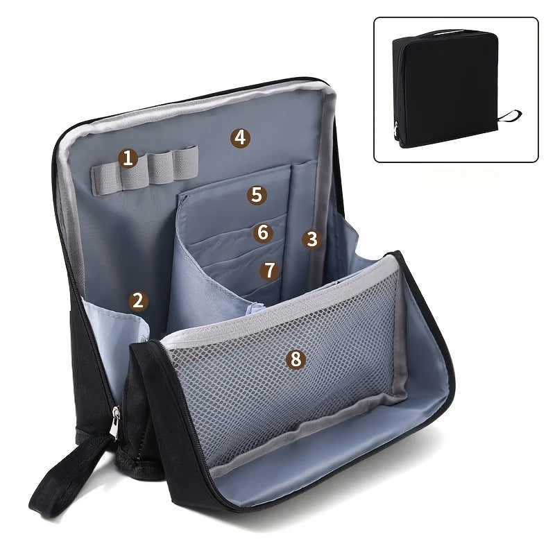 Large Capacity Vertical Makeup Bag,Multi-functional Cosmetic Organizer with Multiple Compartments for Travel &Business,Portable Oasis Select