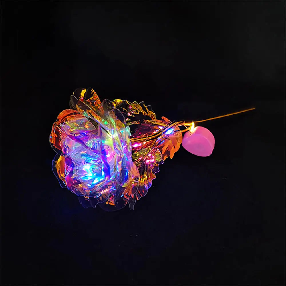 1pcs Led Light Up Glowing Roses Red Flower Bouquet Led Flash Handheld Valentine's Day Glow Party Wedding Decoration Oasis Select Colorful gold