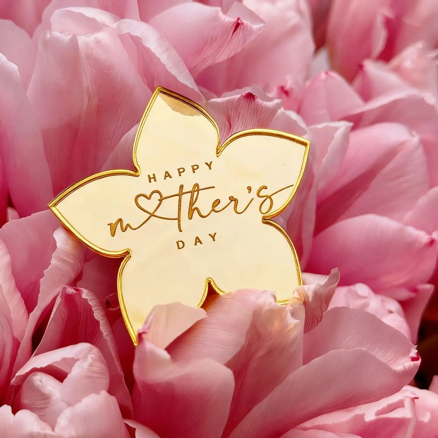 Happy Mother's Day Gold Mirror Acrylic Cake Topper