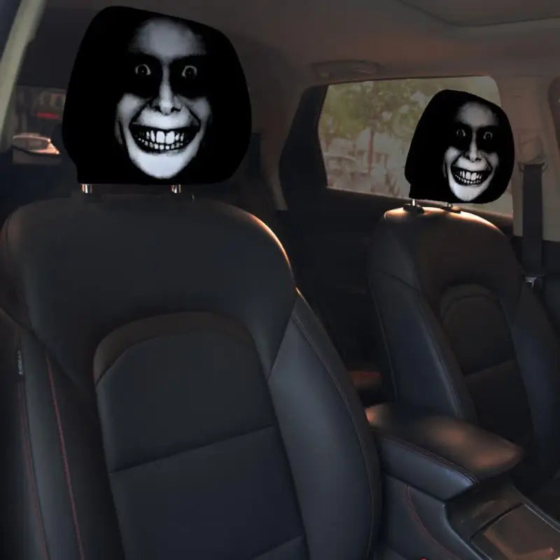 2pcs Face Printed Car Pillowcase Soft Comfortable Decorative Cushion Cover Auto Seat Headrest Washable Polyester Fabric Oasis Select