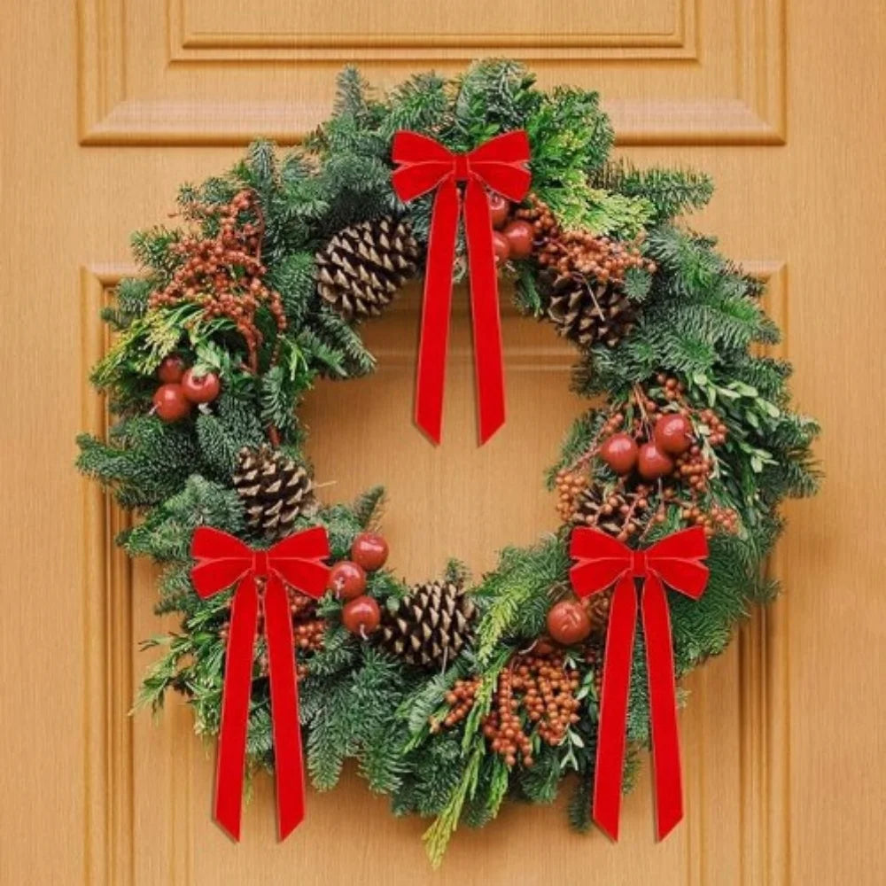 45cm Velvet Christmas Ribbon Bow | Wreath & Gift Decoration
