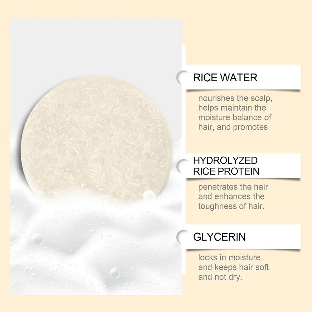 Rice Water Shampoo Bar For Hair Growth, Moisture & Shine Anti Hair Soap Bar, Root White Coverage Hair Darkening Shampoo Bar 60g Oasis Select