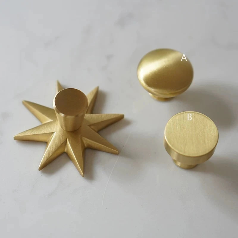 Brass Furniture Golden Polka Dot Door Solid Pure Copper Light Luxury French Wardrobe Door Copper Drawer Cabinet Handle Oasis Select