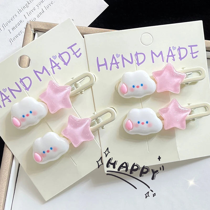 Lovely Sweet Cloud Star Hair Clip Cute Pink Pentagram Hairpin Girly Side Bang Clips Headwear Hair Accessories Oasis Select