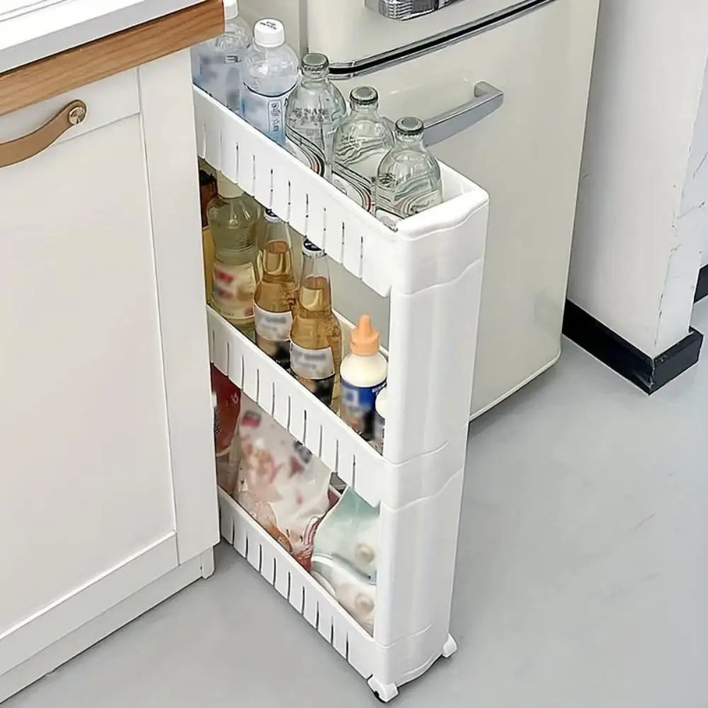 Crack organizer, removable shelf with wheels, multifunctional removable organizer, suitable for kitchen, bathroom and other narr Oasis Select
