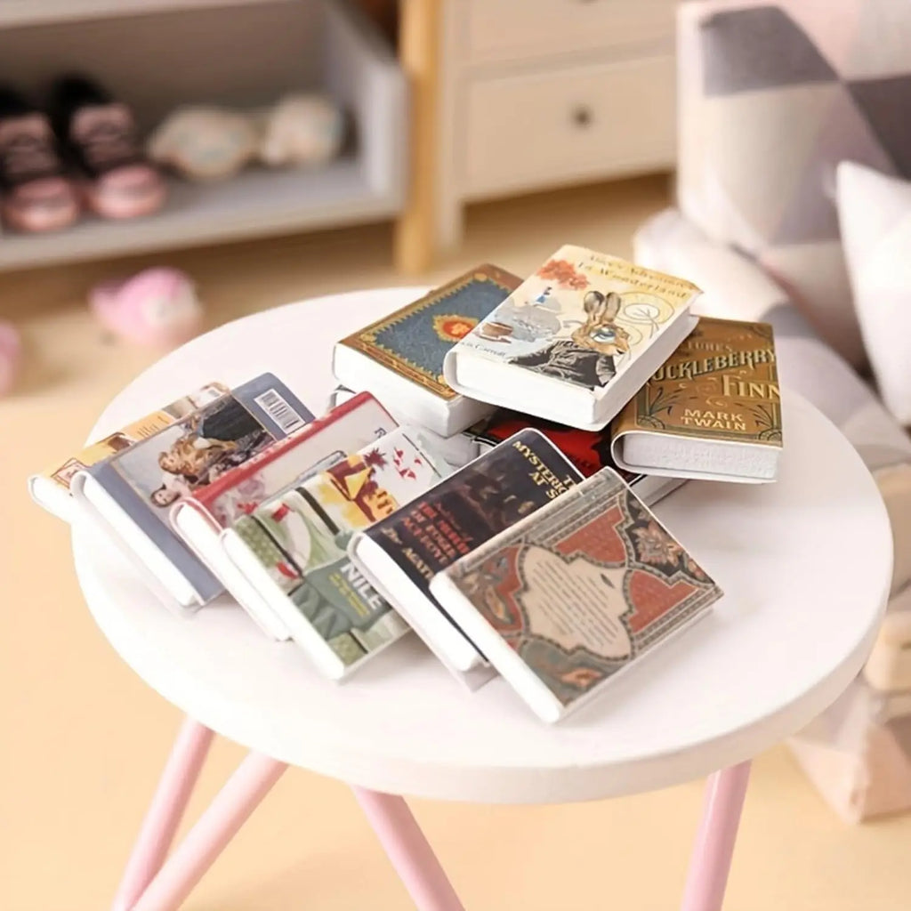 12/24 PCS 1:12 Scale Miniature Books – Micro Landscapes & Fairy Garden Paths Decor, Assorted Dollhouse Study Accessories, Wooden Oasis Select