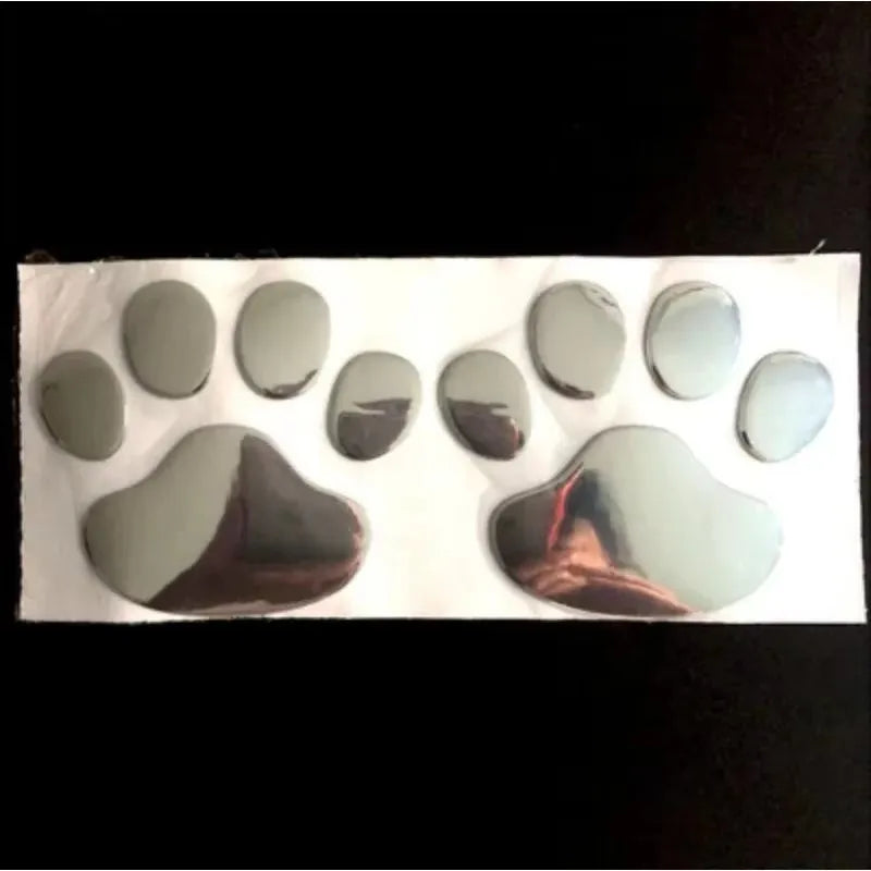 1/2/4pairs Car 3D Stereo Footprint Car Stickers Creative Dog Paw Body Stickers Soft Electric Car Footprint Personalized Stickers Oasis Select 1pairs silver