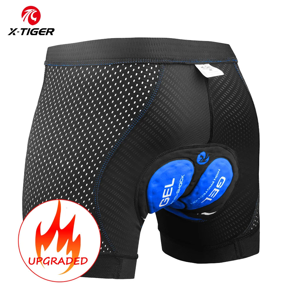X-TIGER Men's Cycling Underwear Shorts 5D Padded Gel MTB Biking Shorts Anti-Slip Leg Grips Breathable Mesh Cycling Underwear Oasis Select Blue XXL