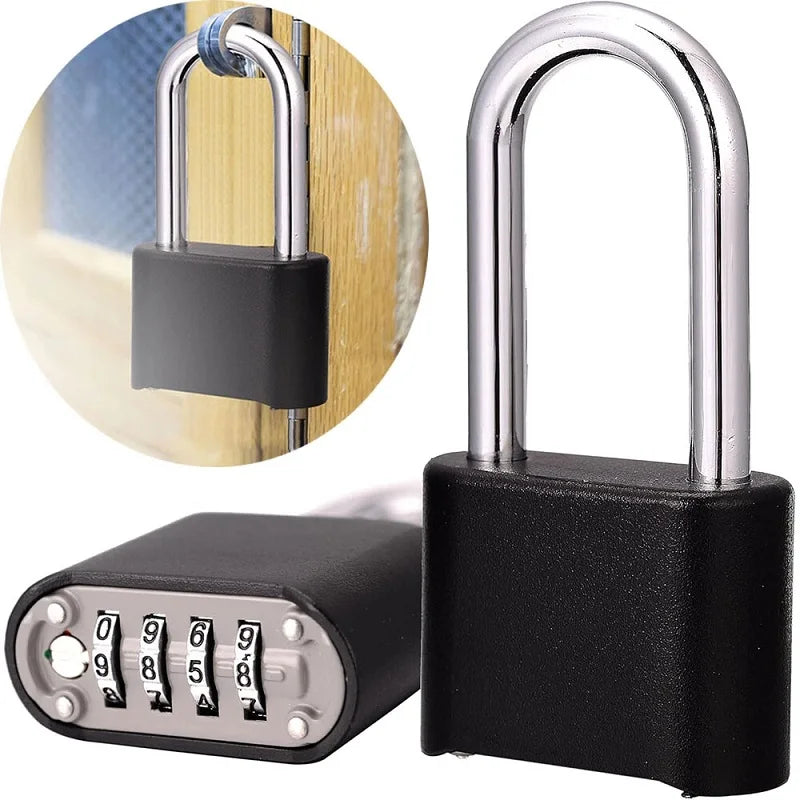 Big 4 Digit Combination Lock Shackle Outdoor Waterproof Padlock for School Gym Locker Gate Hasp Storage Box Fence Case Door Lock Oasis Select