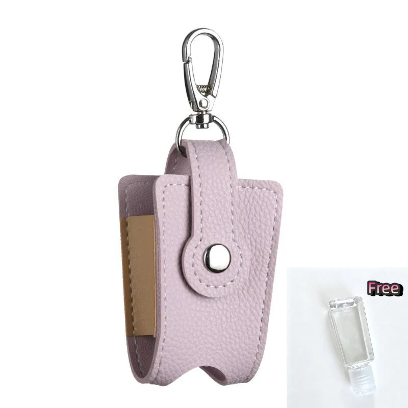 PU Leather Hand Holder With Metal Keychain Empty Refillable Bottle For Daily Commute Travel Outdoor Activities Oasis Select MR-07