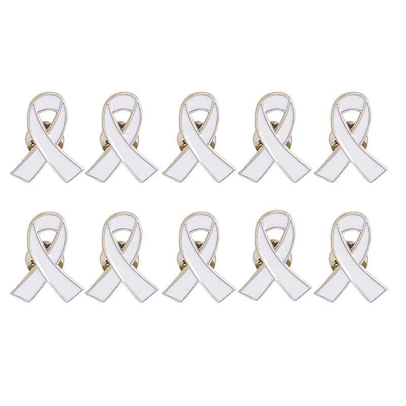 5/10Pcs Women Jewelry Enamel Black White Ribbon Brooches Pins Surviving Breast Cancer Awareness Hope Lapel Buttons Badges Oasis Select 10Pcs White