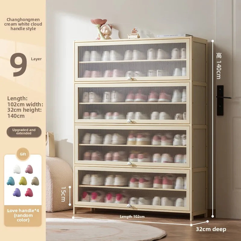 Cream wind dopamine shoe cabinet household simple door multi-layer dust storage shoe rack Oasis Select 9th floor 102
