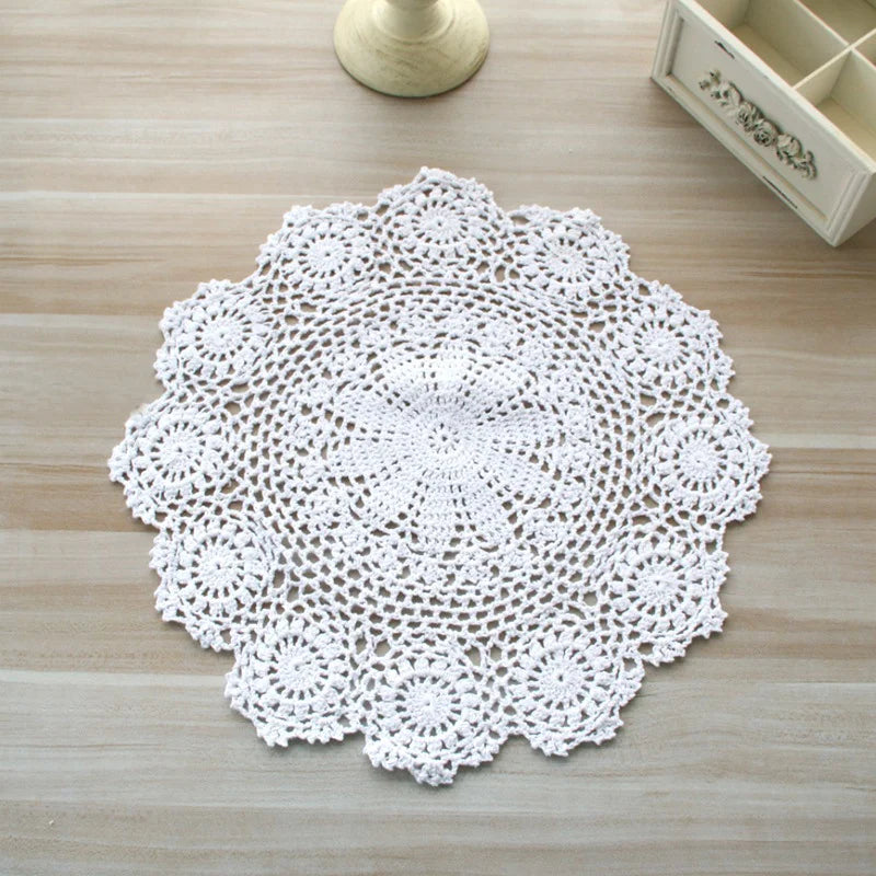 Round Hand Crocheted Doily Vintage Cup Mat Cotton Crochet Table Place Mat Wedding Napkins Cloth Lace Placemats Decorative Oasis Select