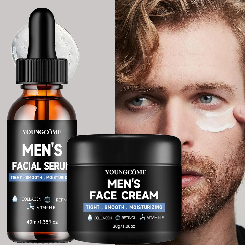 YOUNGCOME Men’s Daily Routine Set with Serum & Moisturizer with Ccollagen, Retinol & Vitamin E for All Skin Types Oasis Select