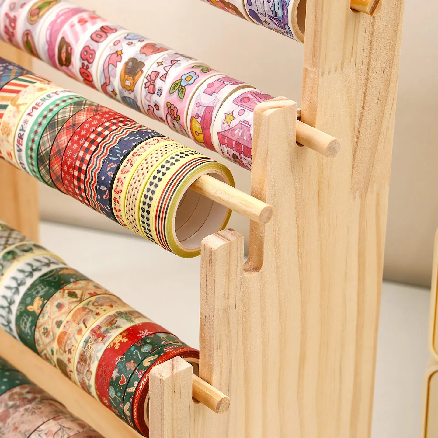 1pc multifunctional wooden tape and sticker storage rack suitable for necklace organizer for office desktop storage display rack Oasis Select