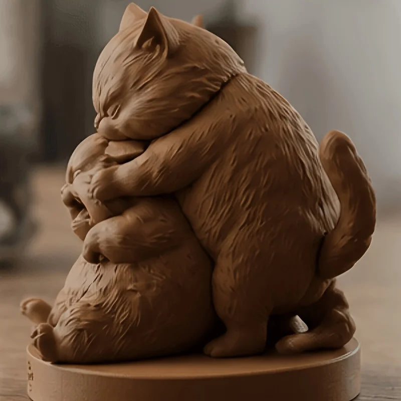 Interesting Fighting Cats Figurines 3D Printing Cute Animal Statues Whimsical Cats Decor Home Office Desk Shelf Pet Lovers Gifts Oasis Select
